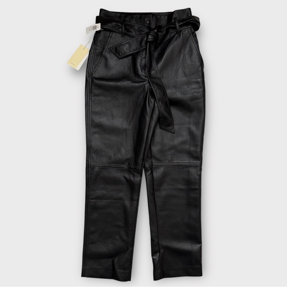 Aritzia Wilfred High Tied Vegan Leather Pants Size 4 Black NWT High Waisted